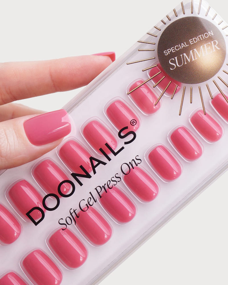 Hot Pink Short Square Soft Gel Press Ons