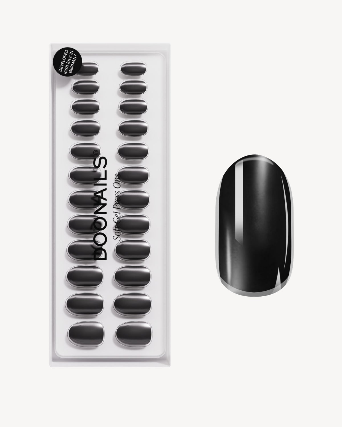 Black Pearl Medium Round Soft Gel Press Ons - Doonails