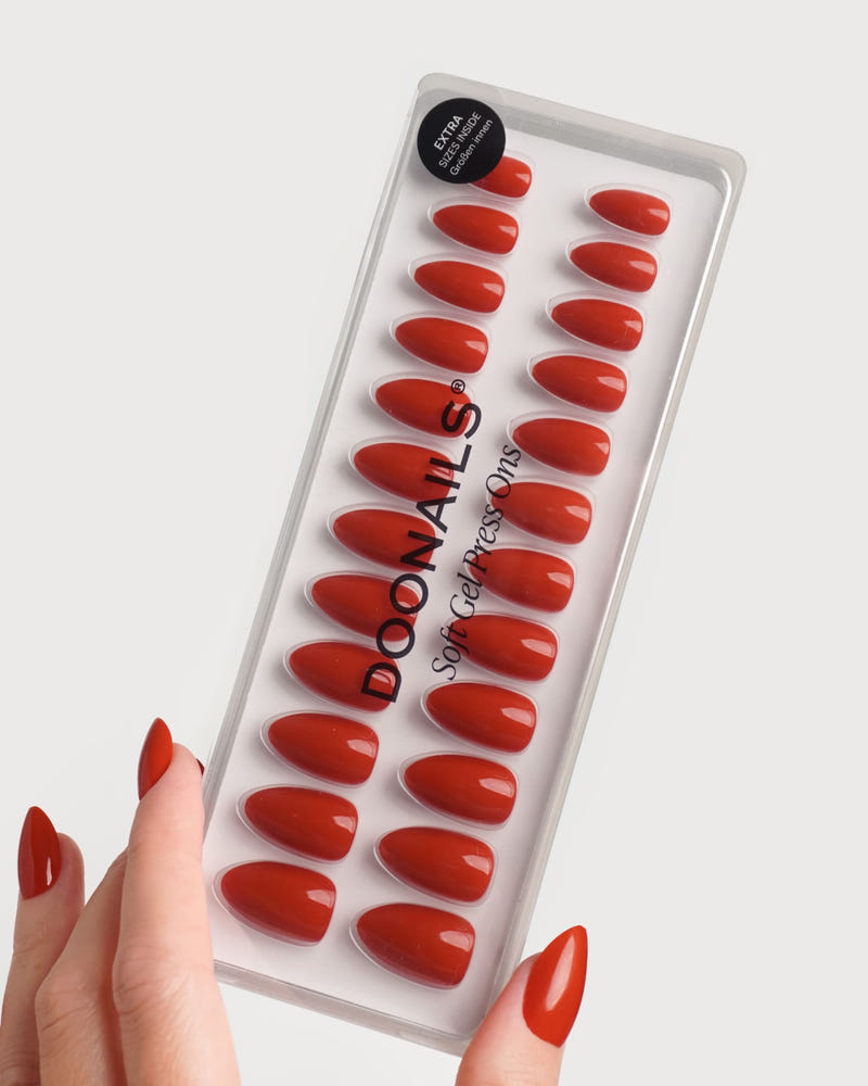 Fire Place Short Almond Soft Gel Press Ons