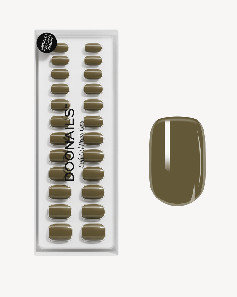 Moss Green Short Square Soft Gel Press Ons