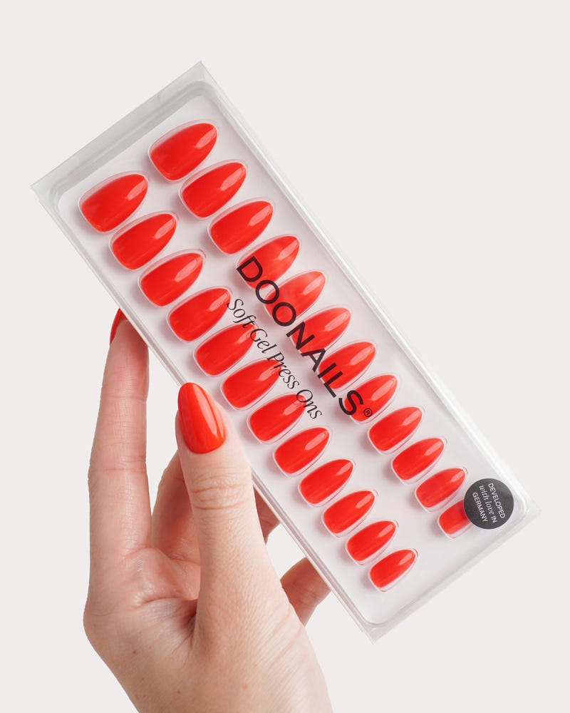 On Fire Short Almond Soft Gel Press Ons - Doonails