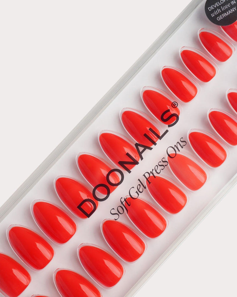 On Fire Short Almond Soft Gel Press Ons - Doonails