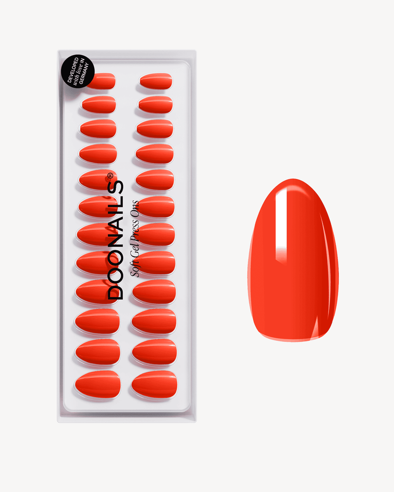 On Fire Short Almond Soft Gel Press Ons - Doonails