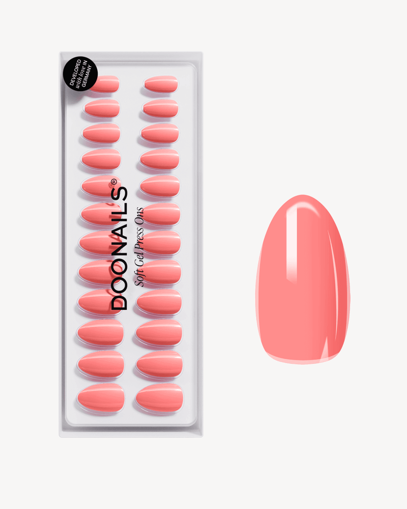 Peach Please Short Almond Soft Gel Press Ons - Doonails