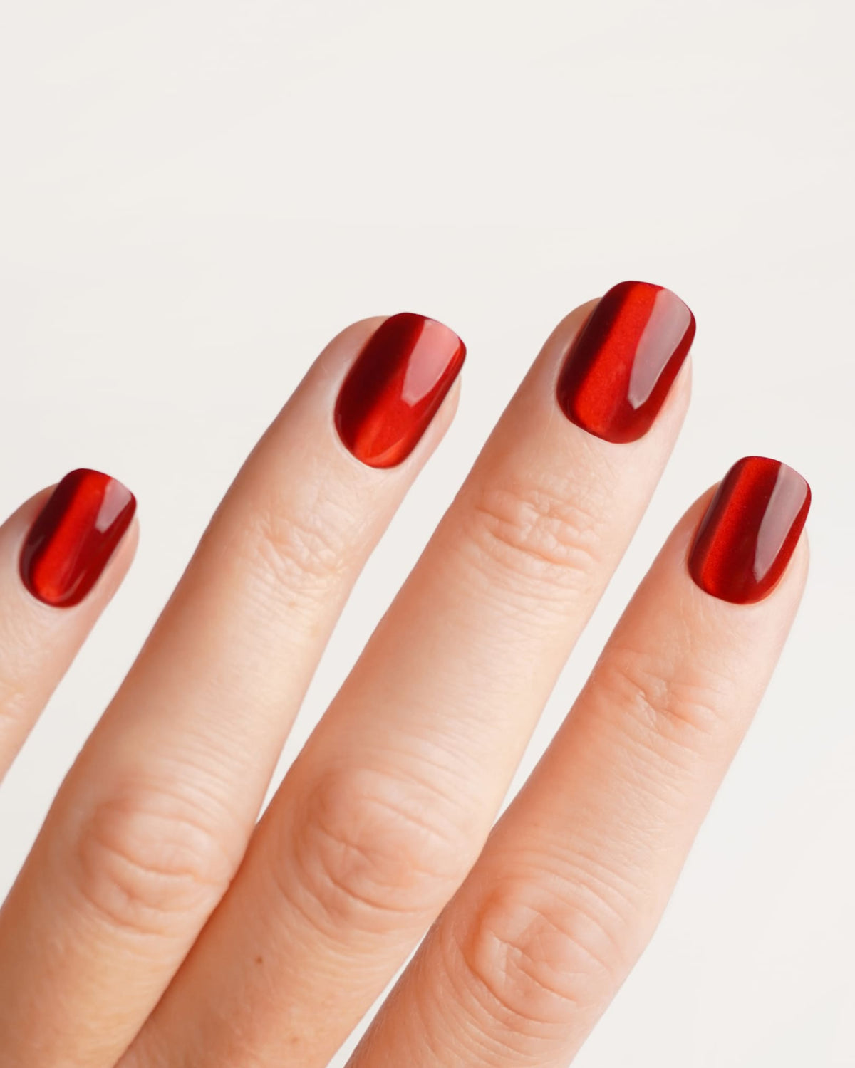 Red Cat Eye Extra Short Square Soft Gel Press Ons - Doonails