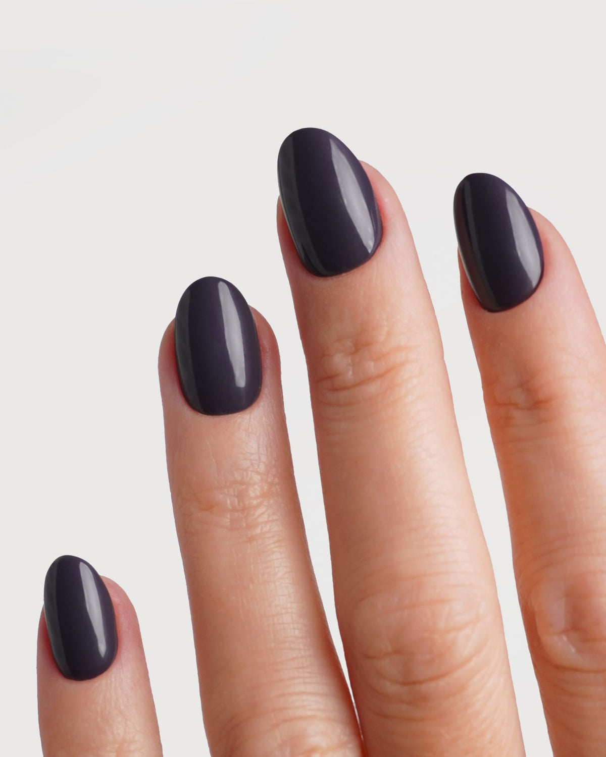 Stormy Grey Short Round Soft Gel Press Ons