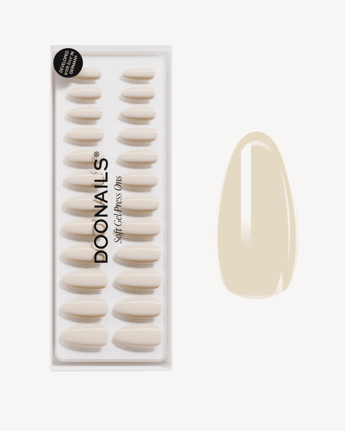 Vanilla Medium Almond Soft Gel Press Ons