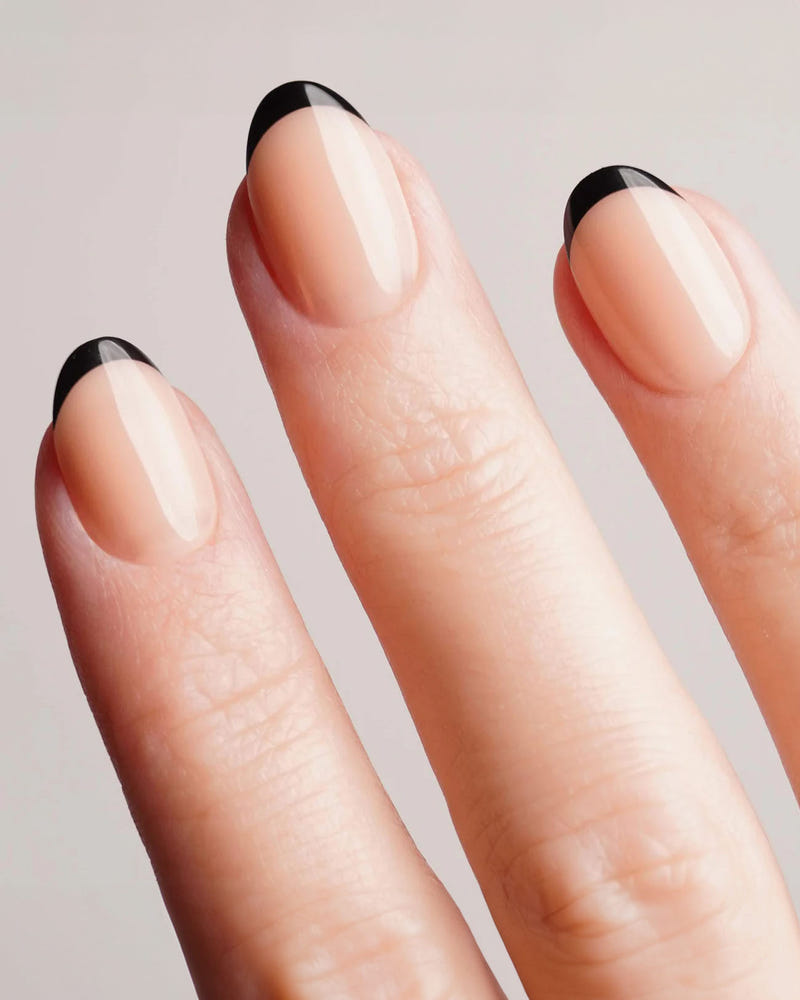 Black French Short Round Soft Gel Press Ons - Doonails