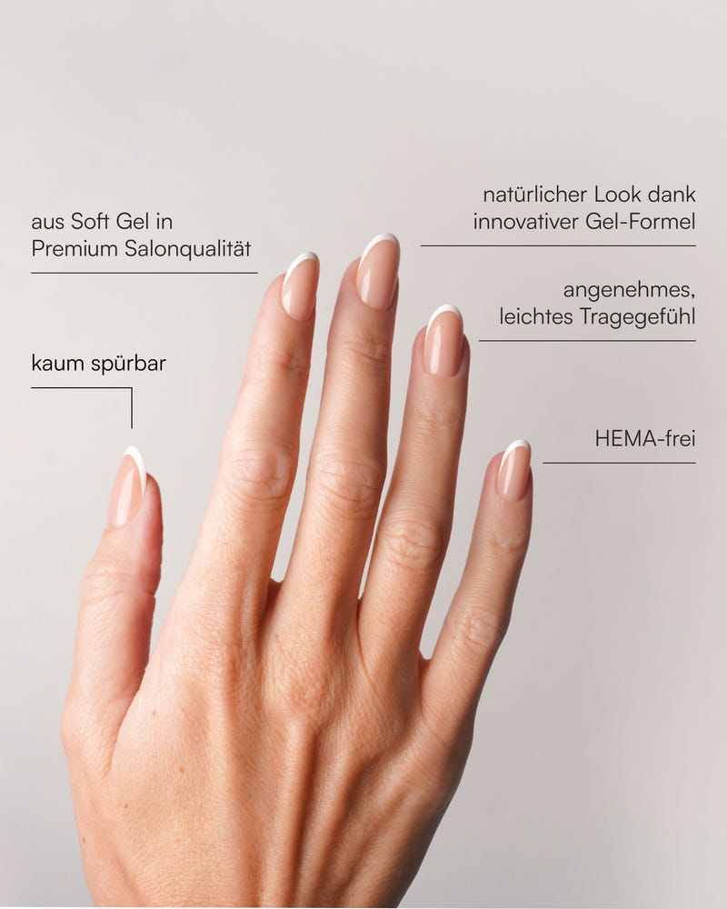 Classic French Medium Round Soft Gel Press Ons - Doonails