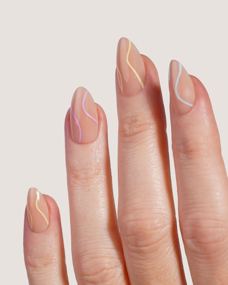 Pastel Swirl Short Almond Soft Gel Press Ons - Doonails
