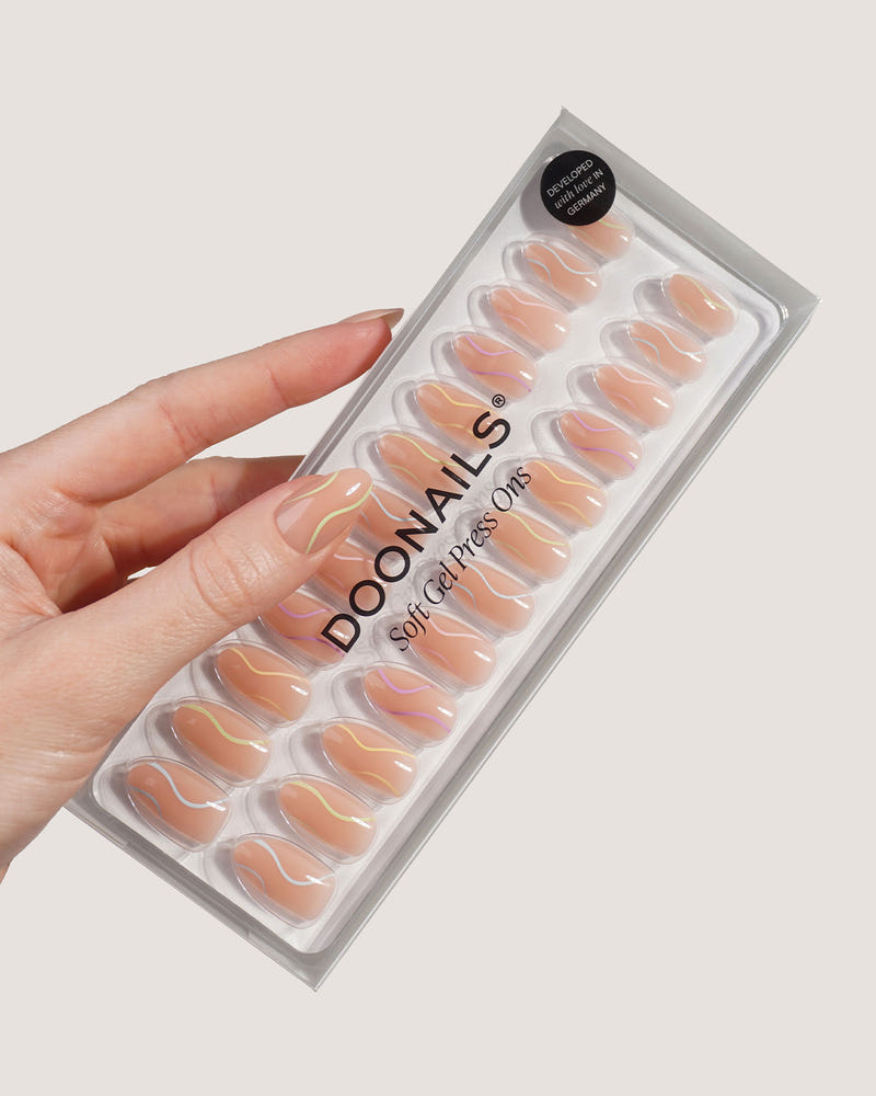 Pastel Swirl Short Almond Soft Gel Press Ons - Doonails