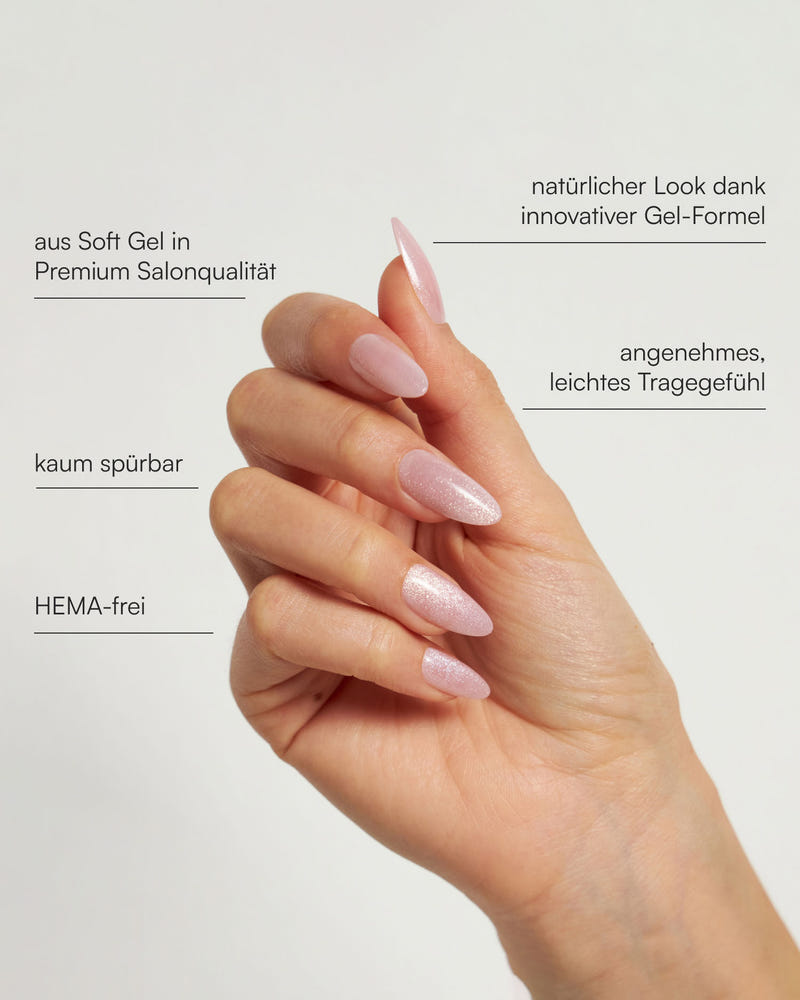 Rose Cat Eye Medium Almond Soft Gel Press Ons - Doonails