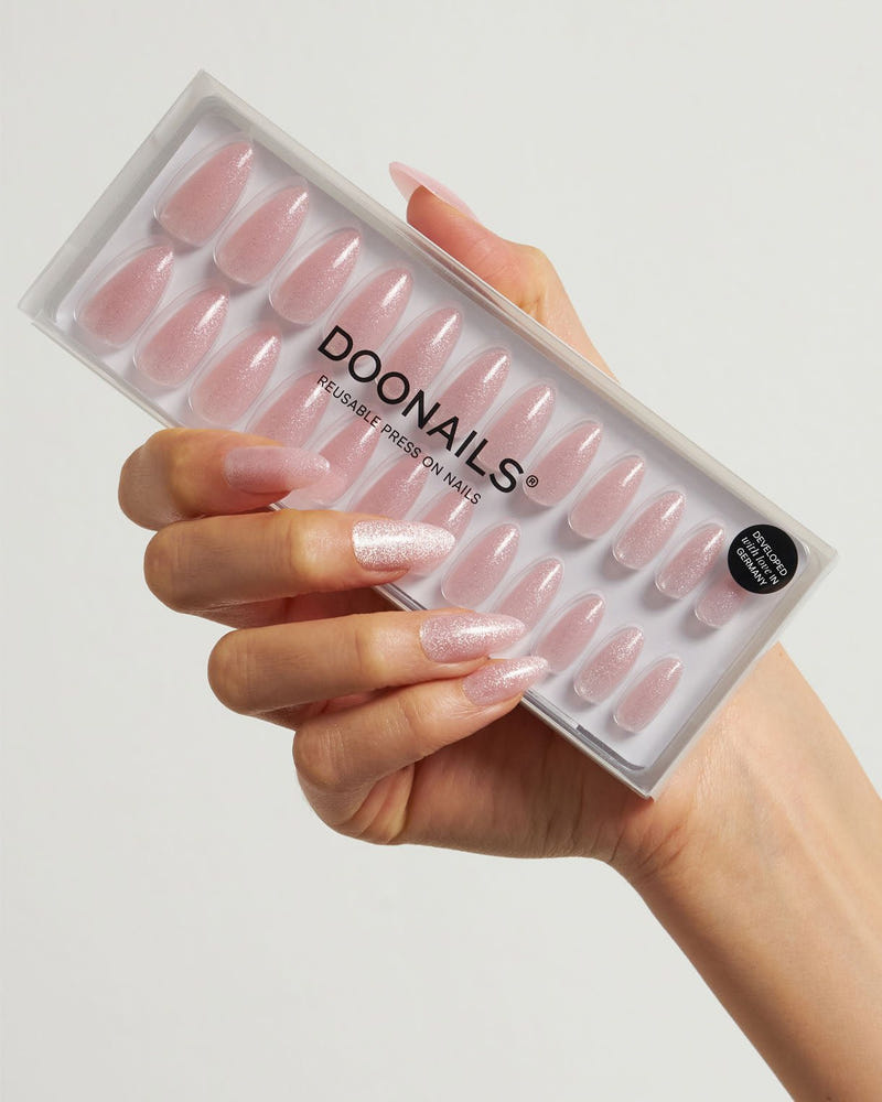 Rose Cat Eye Medium Almond Soft Gel Press Ons - Doonails