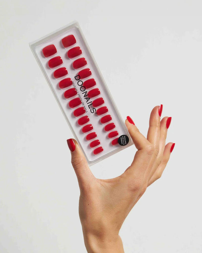 Rose Red Short Square Soft Gel Press Ons - Doonails