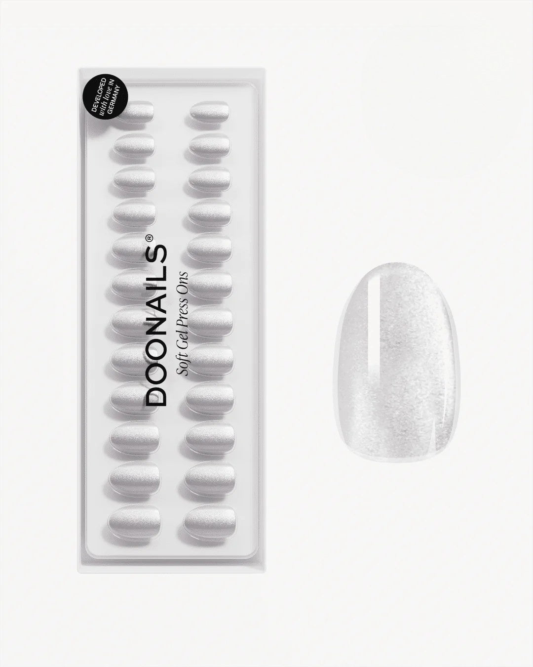 White Cat Eye Short Round Soft Gel Press Ons - Doonails