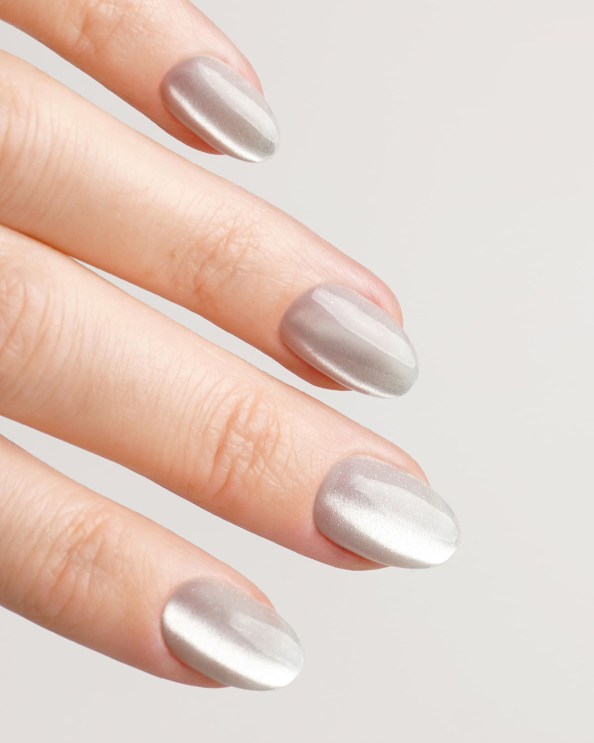 White Cat Eye Short Round Soft Gel Press Ons - Doonails
