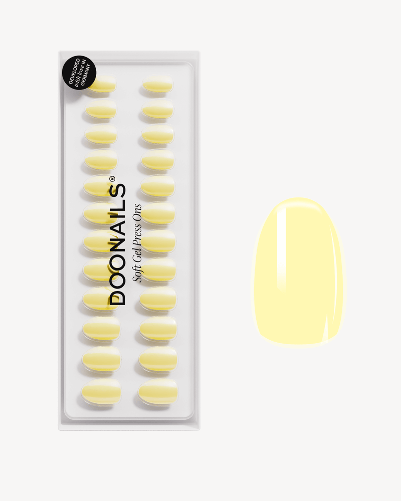 Lemon Sorbet Short Round Soft Gel Press Ons - Doonails