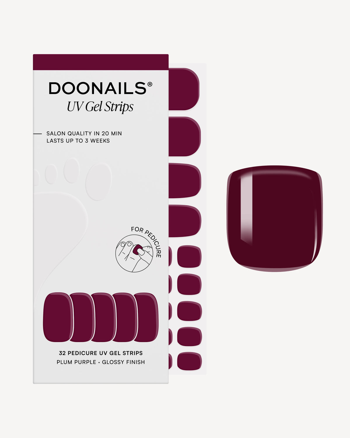 Plum Purple Pediküre UV Gel Strips
