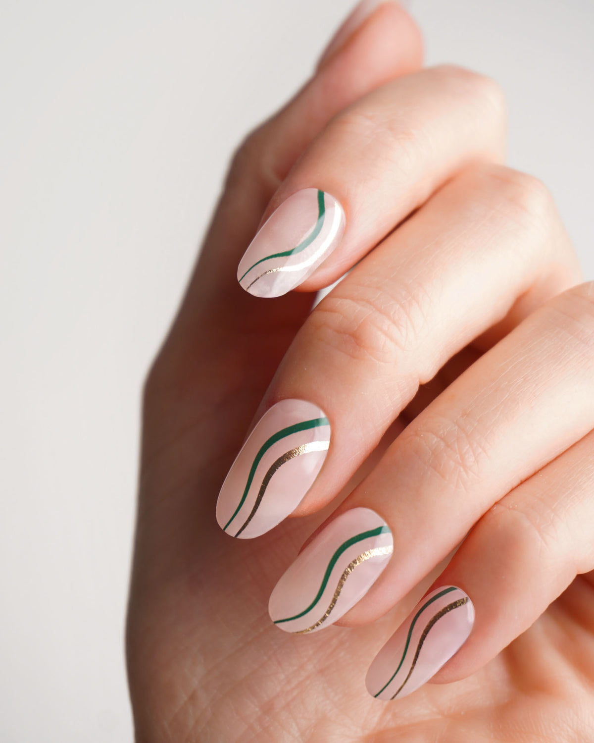 Gold Green Swirl Gel Strips - Doonails