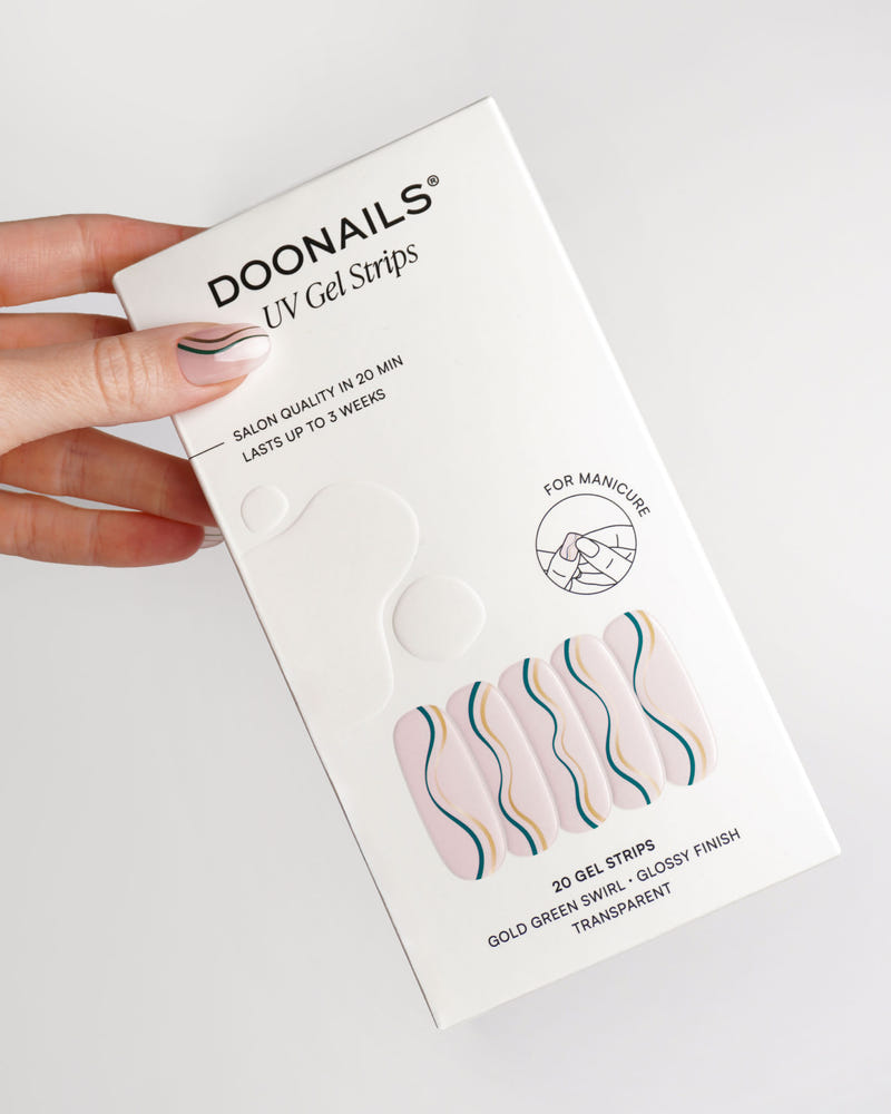 Gold Green Swirl Gel Strips - Doonails