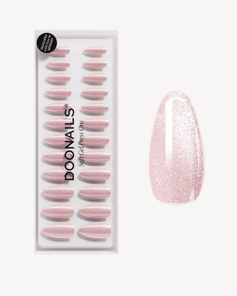 Rose Cat Eye Medium Almond Soft Gel Press Ons