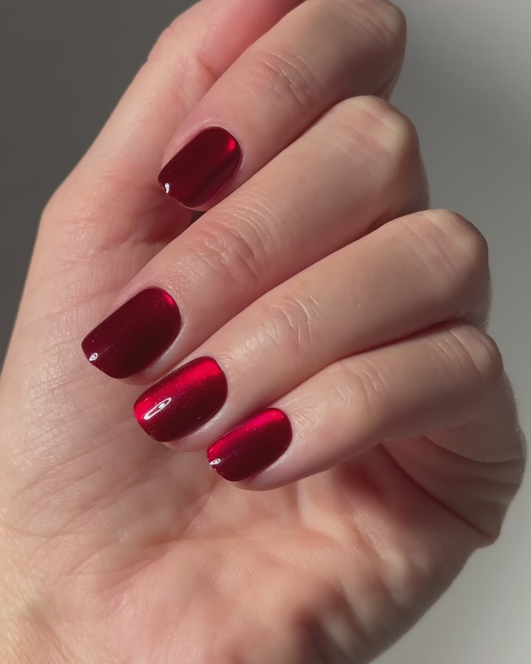 Red Cat Eye Extra Short Square Soft Gel Press Ons