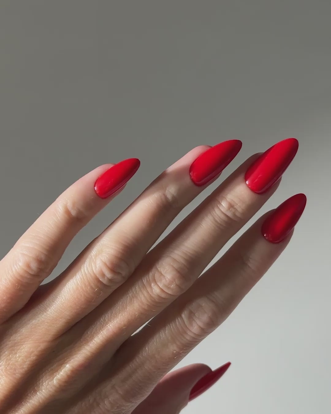 Rose Red Medium Almond Soft Gel Press Ons