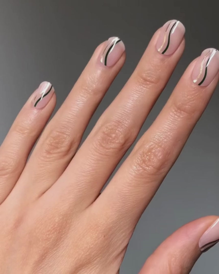 Gold Green Swirl UV Gel Strips