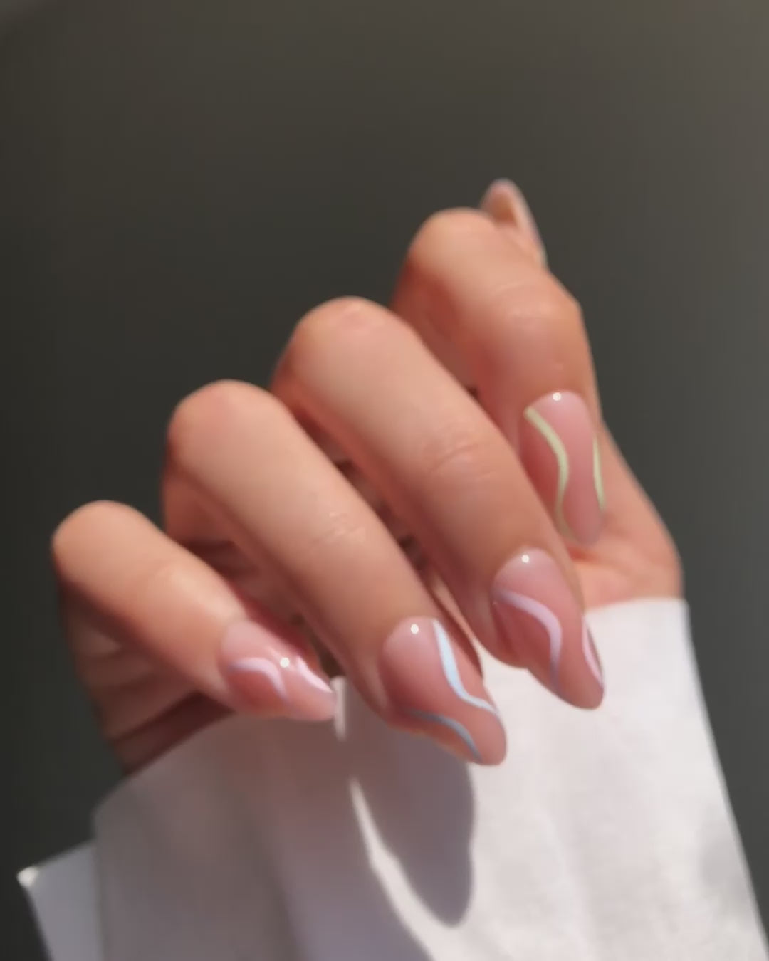 Pastel Swirl Short Almond Soft Gel Press Ons