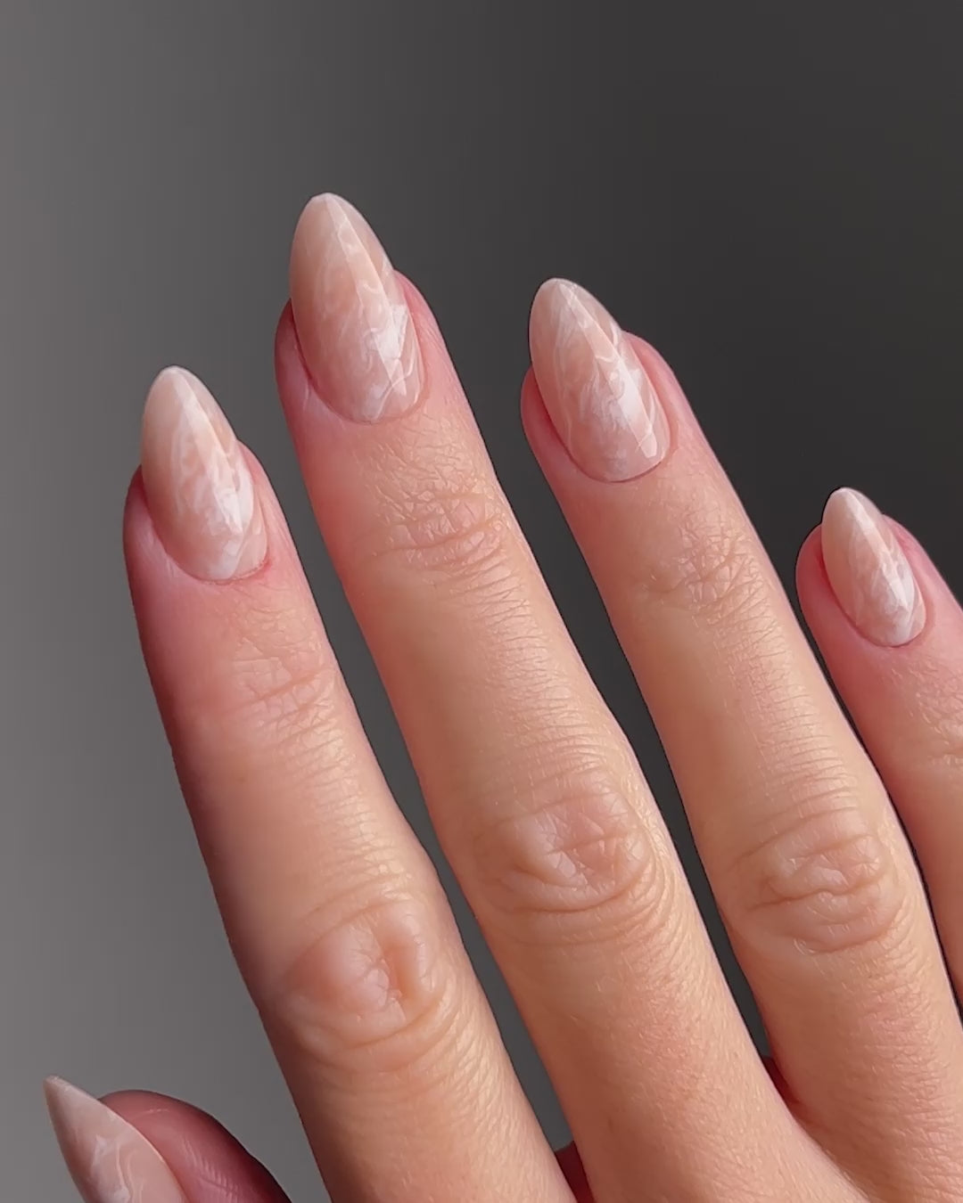 Nude Marble Short Almond Soft Gel Press Ons