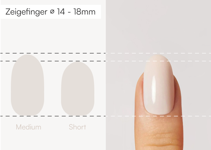 Round Press Ons im Vergleich mit einem echten Finger