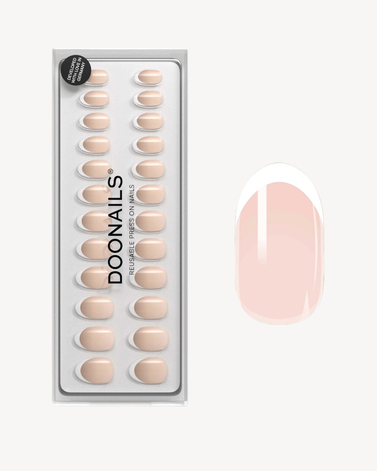 Classic French Medium Round Soft Gel Press Ons - Doonails