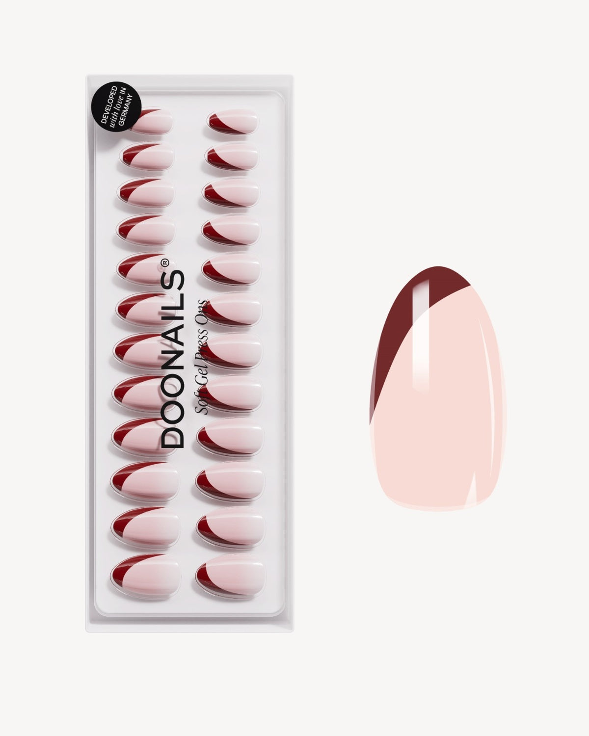 Red Slate French Short Almond Soft Gel Press Ons - Doonails