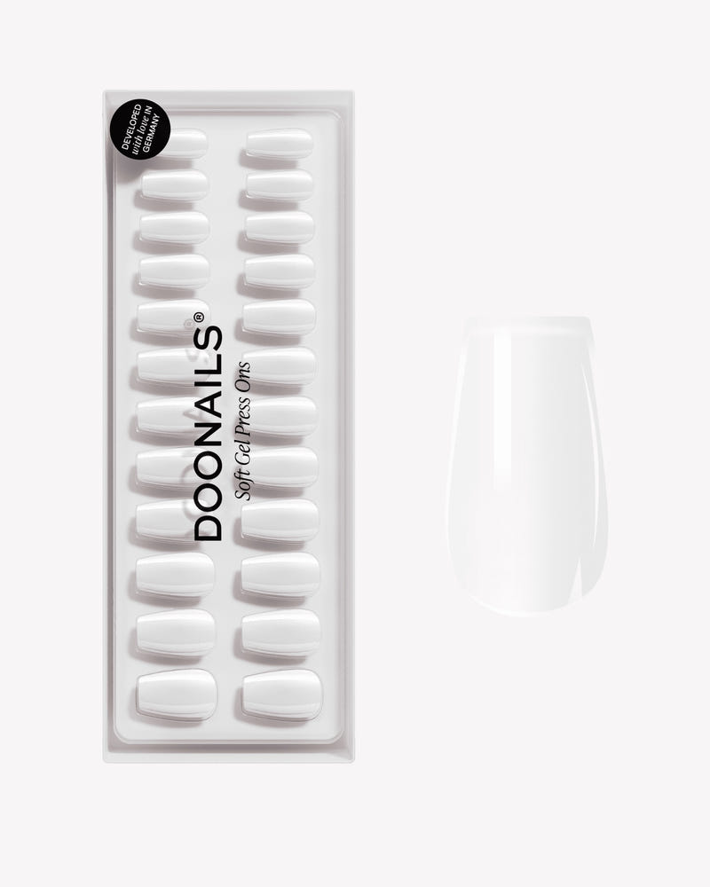 Snow White Short Coffin Soft Gel Press Ons