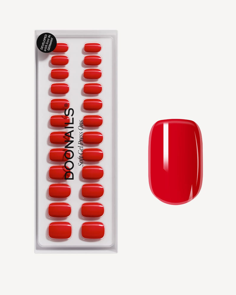 Rose Red Short Square Soft Gel Press Ons - Doonails