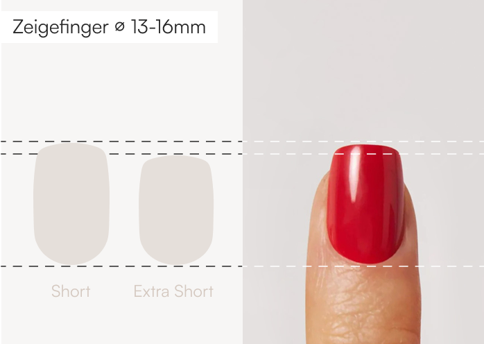 Square Press Ons im Vergleich mit einem echten Finger